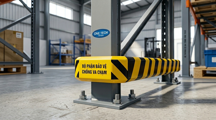 Chân trụ kệ drive in có bảo vệ an toàn Chân trụ kệ drive in có bản mã và bảo vệ chống va chạm