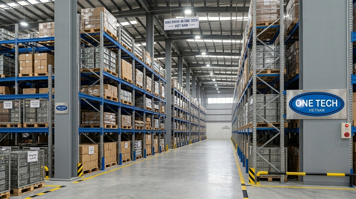 Kệ drive in chứa pallet hàng nặng Kệ drive in chứa pallet hàng nặng trong kho công nghiệp