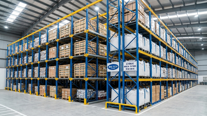 Kệ drive in nhiều tầng pallet Kệ drive in thực tế với nhiều tầng lưu trữ pallet