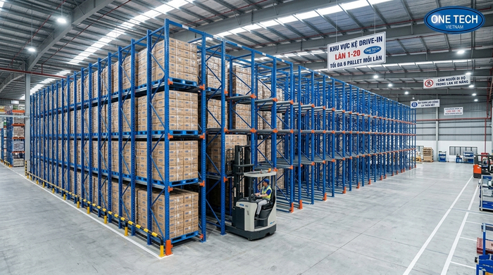 Hệ thống kệ lưu kho Drive-In theo dãy sâu Hệ thống kệ lưu kho Drive-In bố trí theo dãy sâu