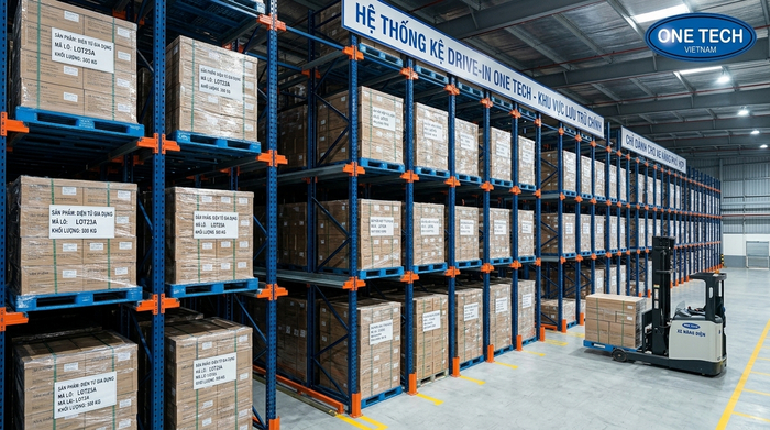 Kệ drive in lưu trữ hàng đồng nhất theo lô Kệ drive in lưu trữ pallet hàng hóa đồng nhất theo lô