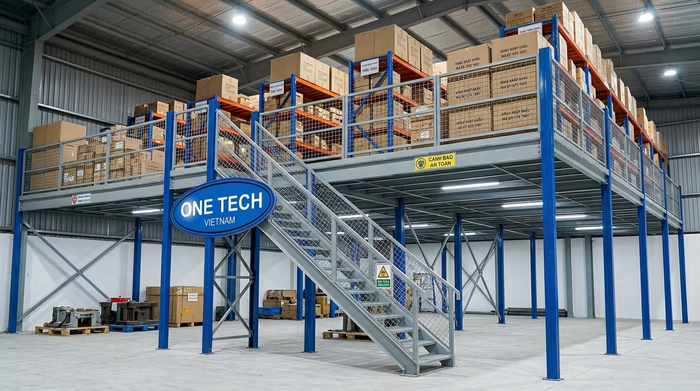 Kệ mezzanine chịu tải trọng cao lưu trữ hàng đóng thùng Kệ mezzanine chịu tải trọng cao lưu trữ hàng đóng thùng