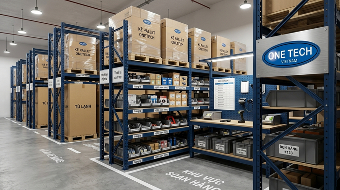 Kệ pallet lắp ghép kết hợp kệ sắt lỗ cho kho bán lẻ Kệ pallet lắp ghép kết hợp kệ sắt lỗ cho kho bán lẻ
