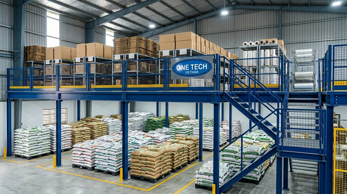 Kệ sàn mezzanine cho kho nông sản Vĩnh Long Kệ sàn mezzanine cho kho nông sản tại Vĩnh Long