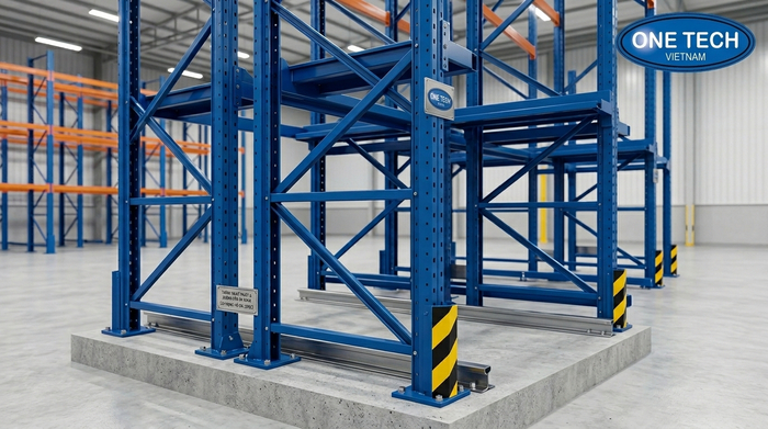 Khung cột kệ drive-in thép sơn tĩnh điện Khung cột kệ drive-in thép sơn tĩnh điện chịu lực cao