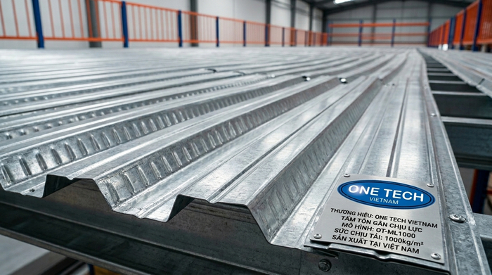 Mặt sàn kệ mezzanine tôn gân chịu lực Mặt sàn kệ mezzanine bằng tôn gân chịu lực