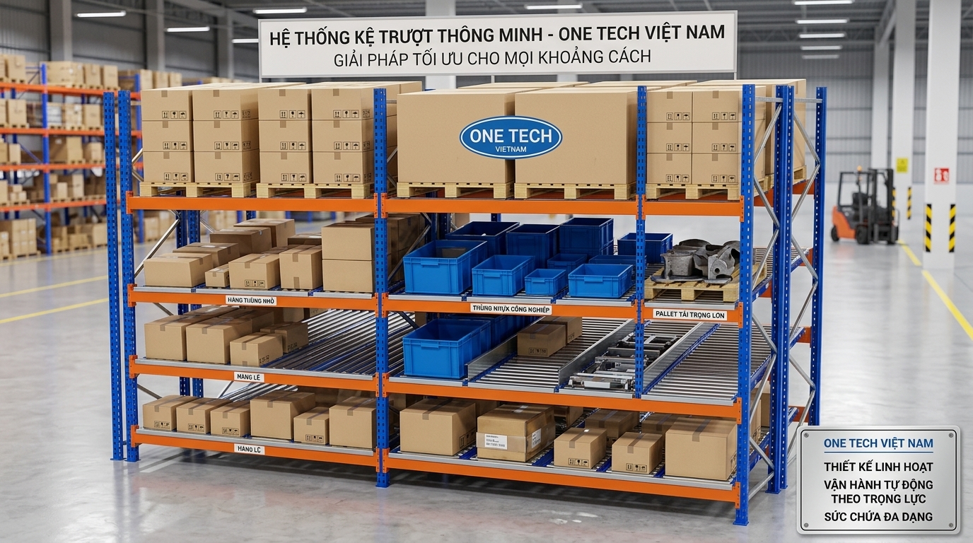 Thiết kế kệ Flow racks Vĩnh Long theo kích thước thùng hàng và pallet