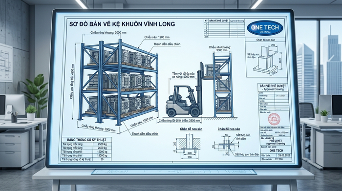 Thiết kế kệ khuôn theo bản vẽ trước khi sản xuất Bản vẽ thiết kế Kệ Khuôn Vĩnh Long theo kích thước kho thực tế