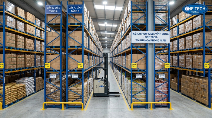 Các loại kệ Narrow Aisle Vĩnh Long cho kho pallet và kho nông sản