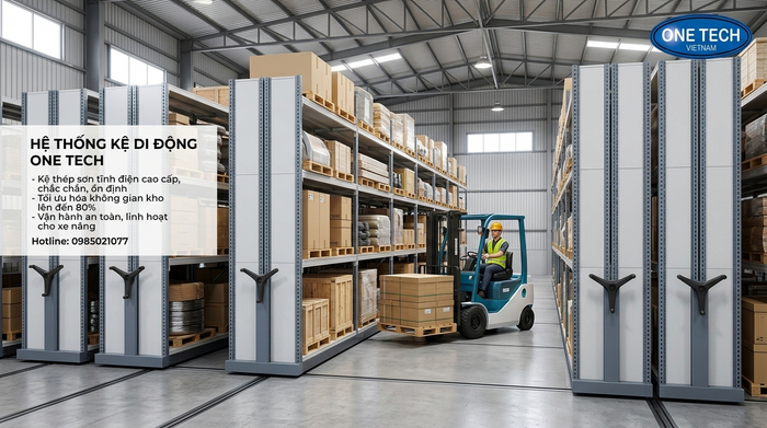 Kệ di động pallet cho kho hàng tại Vĩnh Long