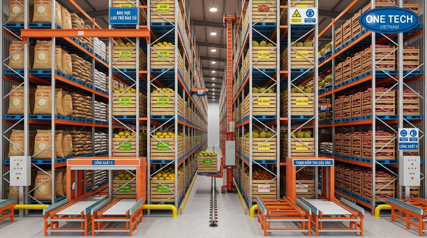 Mô phỏng kệ kho ASRS trong kho nông sản tại Vĩnh Long