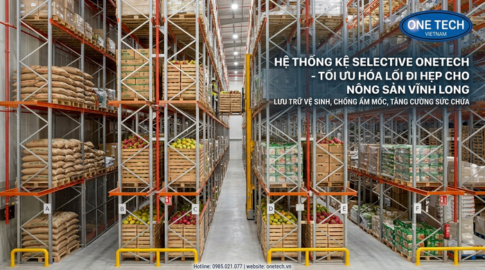 Kệ Narrow Aisle Vĩnh Long lưu trữ nông sản đóng pallet cách sàn