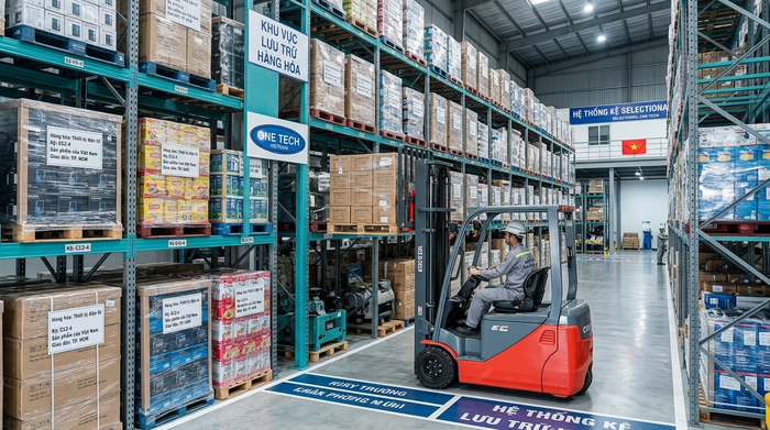 Kệ Selective chứa pallet trong kho công nghiệp Vĩnh Long