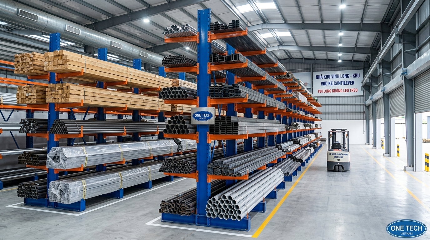 Kệ tay đỡ hai mặt giúp tăng sức chứa cho kho Vĩnh Long