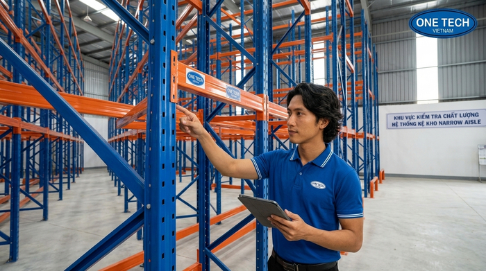 Kiểm tra chất lượng Kệ Narrow Aisle Vĩnh Long trước khi nghiệm thu bàn giao