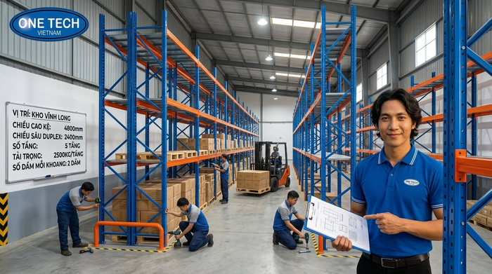 Lắp đặt Kệ Double Deep Vĩnh Long trực tiếp tại kho khách hàng
