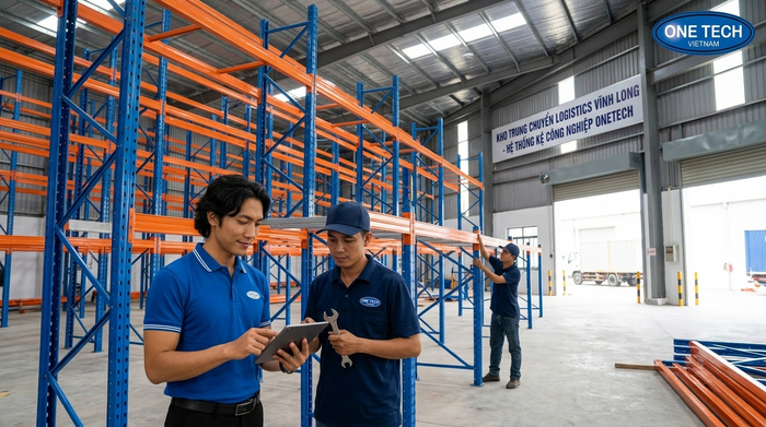 Lắp đặt kệ kho trung chuyển Vĩnh Long theo bản vẽ bố trí
