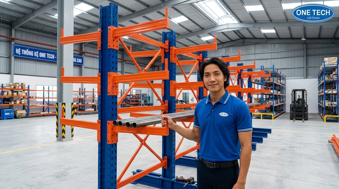 Lắp đặt kệ tay đỡ trực tiếp tại kho hàng Vĩnh Long