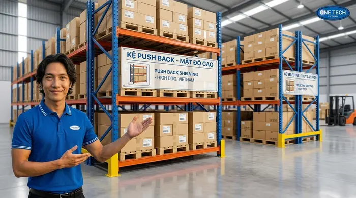 So sánh Kệ Push Back Vĩnh Long và kệ Selective trong kho pallet
