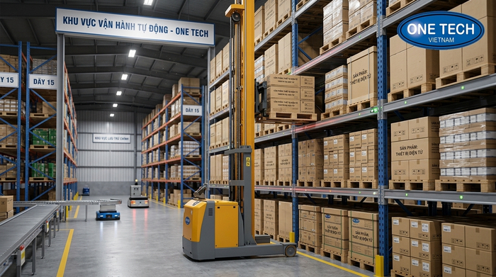 Giảm va chạm pallet trong kho cao tầng Stacker-Crane Vĩnh Long giảm va chạm khi đưa pallet vào kệ