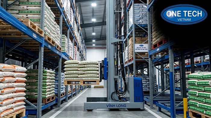 Stacker-Crane một cột cho kho lối đi hẹp Mẫu Stacker-Crane Vĩnh Long một cột cho kho vừa