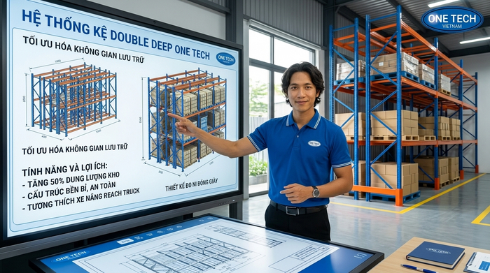 Tư vấn giải pháp Kệ Double Deep Vĩnh Long bởi Kệ kho hàng Vĩnh Long trực thuộc OneTech