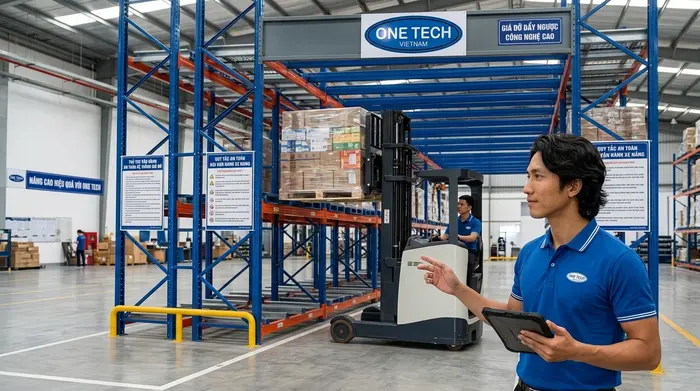 Hướng dẫn vận hành an toàn Kệ Push Back Vĩnh Long bằng xe nâng