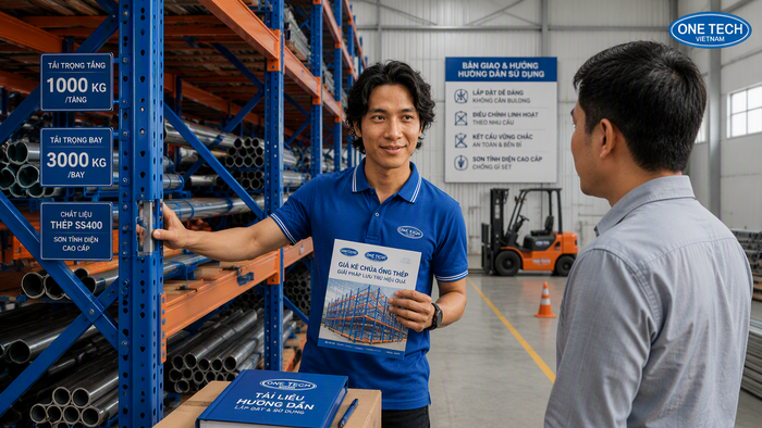 Bàn giao kệ để ống thép sau lắp đặt Bàn giao kệ để ống thép sau lắp đặt tại Vĩnh Long