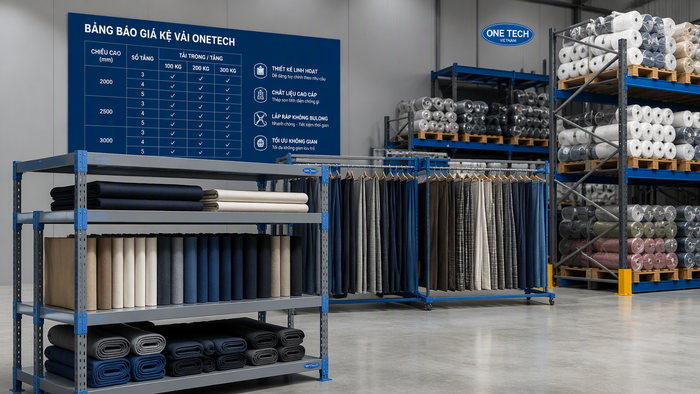 Báo giá kệ để vải theo tải trọng và kích thước Báo giá kệ để vải Vĩnh Long theo thiết kế kho