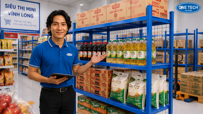 Kệ xếp chồng mặt lưới cho kho bán lẻ Vĩnh Long Kệ xếp chồng mặt lưới cho siêu thị mini tại Vĩnh Long