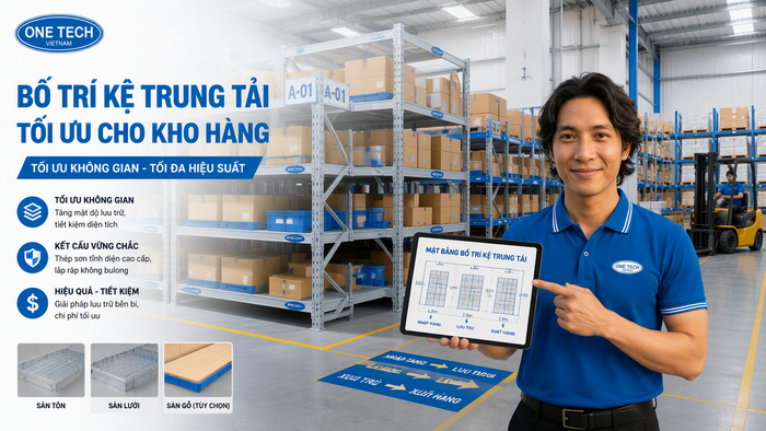 Bố trí kệ trung tải tối ưu mặt bằng kho hàng