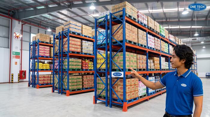 Kệ kho hàng Vĩnh Long OneTech tư vấn kệ kho FMCG Kệ kho hàng Vĩnh Long OneTech tư vấn và lắp đặt kệ kho FMCG