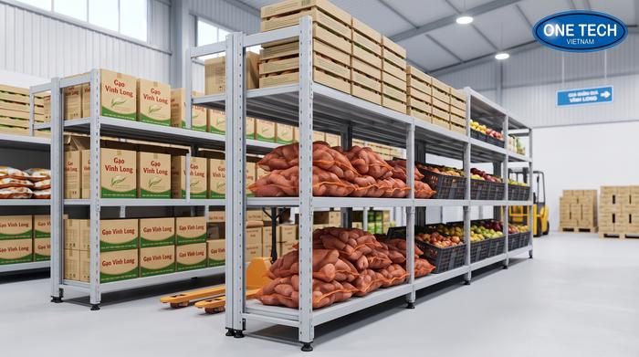 Kệ trung tải lưu trữ nông sản và hàng FMCG Kệ kho trung tải cho nông sản tại Vĩnh Long