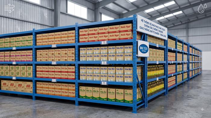 Thiết kế kệ kho FMCG phù hợp khí hậu Vĩnh Long Thiết kế kệ kho FMCG phù hợp khí hậu ẩm tại Vĩnh Long